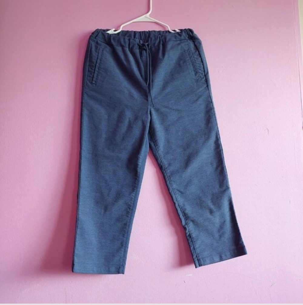 SMALL Forme Blue Draw String Crop Capri Pants - CES - Picture 2 of 12